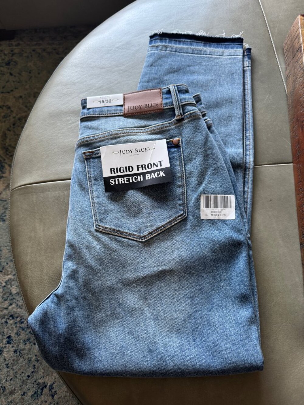 NWT!! Judy Blue Rigid Front Stretch Back Mid Rise Release Hem Jeans 15